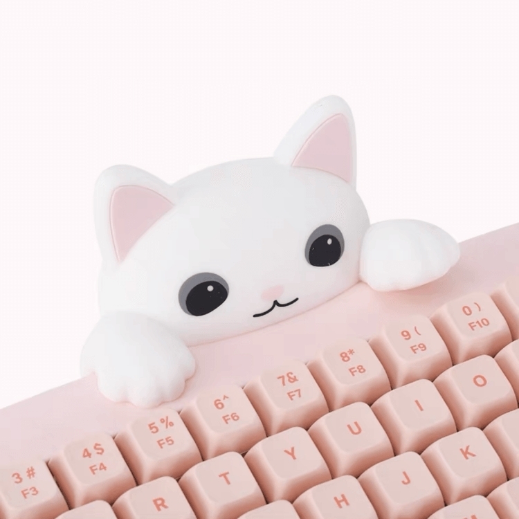 Розовая беспроводная механическая Bluetooth-клавиатура Kawaii в форме кошки