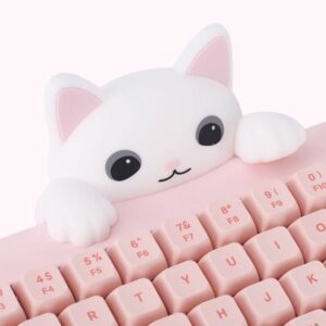 Розовая беспроводная механическая Bluetooth-клавиатура Kawaii в форме кошки Bluetooth каваи