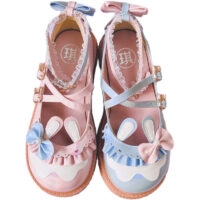 Lindos zapatos planos de conejito lolita conejito kawaii