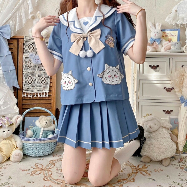 Conjunto bonito de saia azul JK Sailor Sailor 4