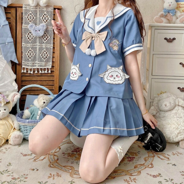 Conjunto bonito de saia azul JK Sailor Sailor 2