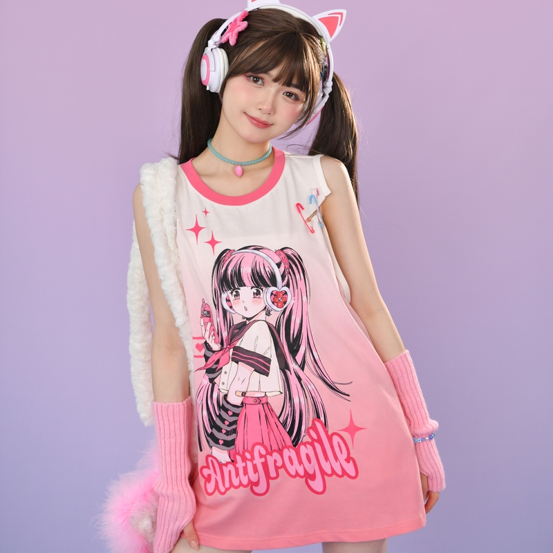 DanceeMangoo Anime Kawaii Clothes Shirts Cute Pink Japanese Tshirts Tee  Sweatshirts Baggy Harajuku Tops Girl Women Plus Size