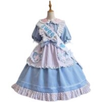 Conjunto de vestido lolita corto azul dulce kawaii kawaii azul