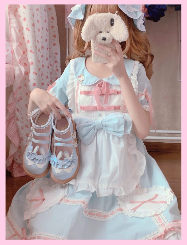 Lindos zapatos planos de conejito lolita conejito kawaii