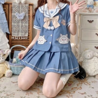 Cute Blue JK Sailor Uniform Skirt Set blue kawaii