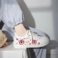 Kawaii Pink Cartoon Bear Low Top Sneakers board shoes kawaii