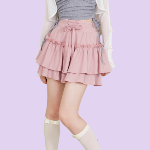 Słodka spódnica w stylu baletowym, jednokolorowa, dopasowana spódnica w kształcie litery A. Spódnica w kształcie litery A, kawaii