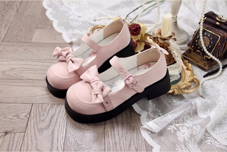 Zapatos de Lolita con punta redonda dulce y lazo