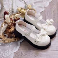 Sweet Round Toe With Bow Lolita Shoes Bow kawaii
