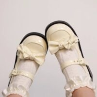 Dulce punta redonda con zapatos de lolita con lazo Arco kawaii