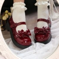 Süße runde Zehenpartie mit Schleife, Lolita-Schuhe Schleife kawaii