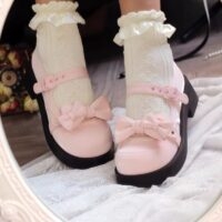 Süße runde Zehenpartie mit Schleife, Lolita-Schuhe Schleife kawaii