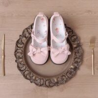 Doce bico redondo com laço Lolita sapatos Arco kawaii