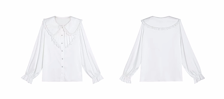 Chemise blanche à coutures en dentelle de style doux