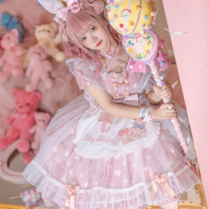 Conjunto de falda lolita con estampado de personajes Sanrio de estilo dulce alicia kawaii