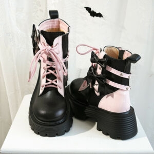 Black Night Knight Style Lolita Martin Boots höst kawaii