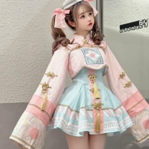 Chinese-style Pink Zombie Lolita Dress Set Chinese Style kawaii