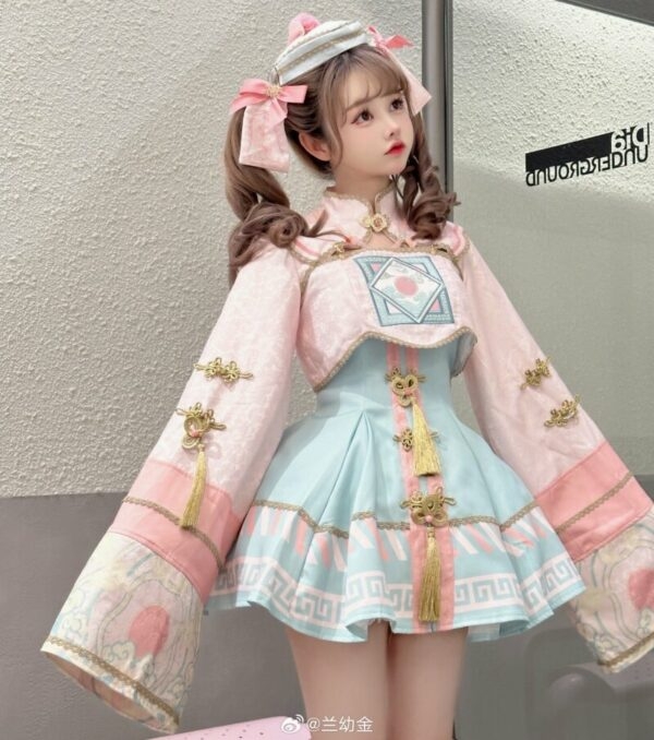 Rosa Zombie-Lolita-Kleiderset im chinesischen Stil Kawaii im chinesischen Stil