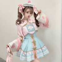 Rosa Zombie-Lolita-Kleiderset im chinesischen Stil Kawaii im chinesischen Stil