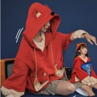Süßes zweiteiliges Fake-Sweatshirt mit rotem Fuchs Fake Zweiteiler kawaii