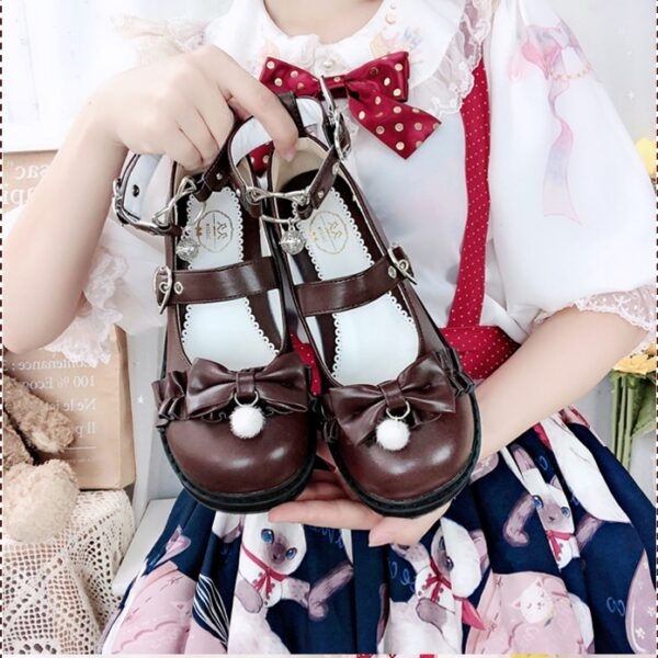 Jolies chaussures lolita à bout rond et plateforme de style rétro Chaussures lolita kawaii