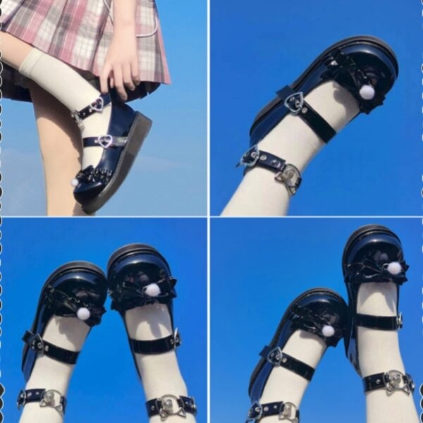 Jolies chaussures lolita à bout rond et plateforme de style rétro Chaussures lolita kawaii
