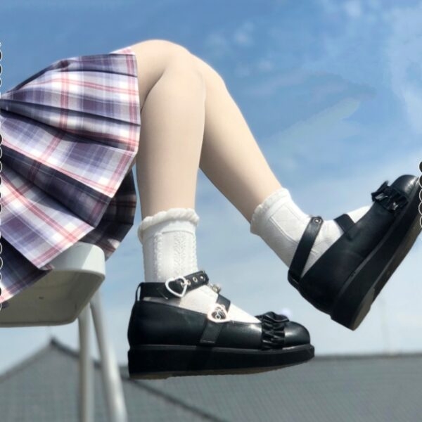 귀여운 복고풍 스타일 플랫폼 라운드 발가락 로리타 신발 로리타 신발 귀여운