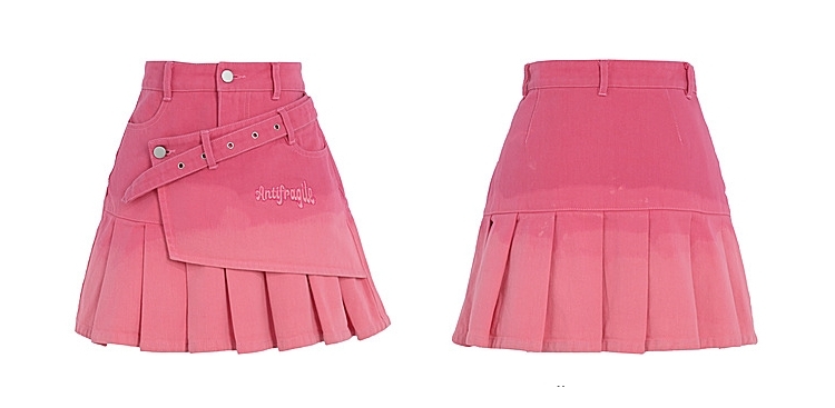 Dopamin-Outfit-Stil, rosa Farbverlaufsrock mit hoher Taille