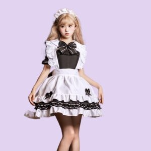 Japanese Black And White Classic Lolita Maid Dress Suit Cosplay kawaii