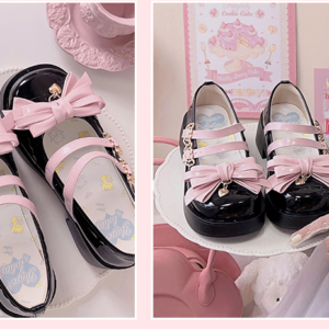 Kawaii Black Round Toe Bow Mary Jane Lolita Shoes bowknot kawaii
