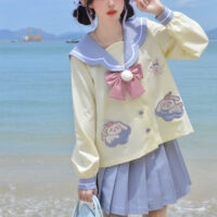 Conjunto de uniforme de saia JK de coelho de desenho animado Kawaii Brincadeira kawaii