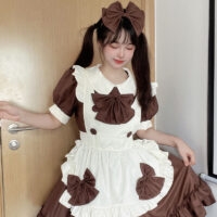 Кавайное шоколадное платье горничной Лолиты шоколадный каваи