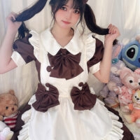 Abito da cameriera Lolita Kawaii color cioccolato cioccolato kawaii