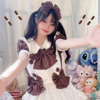 Кавайное шоколадное платье горничной Лолиты шоколадный каваи