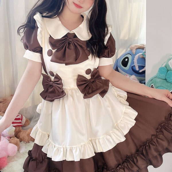 Abito da cameriera Lolita color cioccolato Kawaii 7