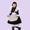Vestido Maid Lolita Clássico Kawaii preto e branco