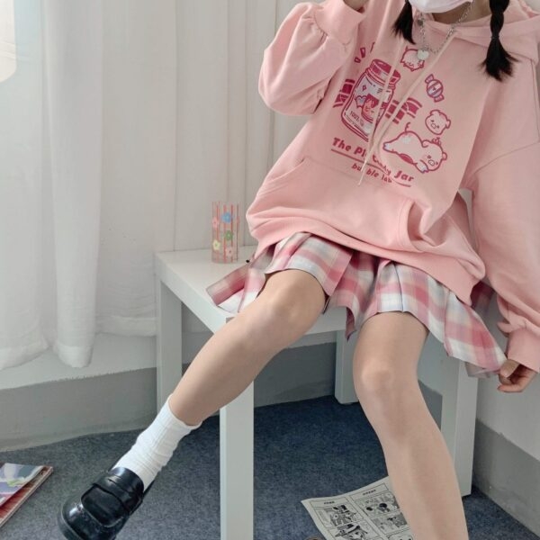 かわいい日本の柔らかい女の子スタイルのピンクのパーカー 2