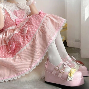 Kawaii Japanese Sweet Style Candy Bow Scarpe Lolita con fondo spesso