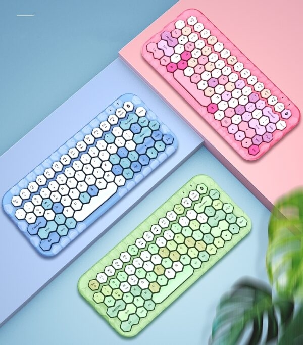 Kawaii Morandi Color Honeycomb Design draadloos Bluetooth-toetsenbord Bluetooth-kawaii