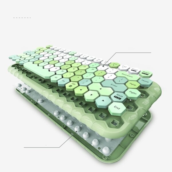Kawaii Morandi Color Honeycomb Design Wireless Bluetooth Keyboard bluetooth kawaii