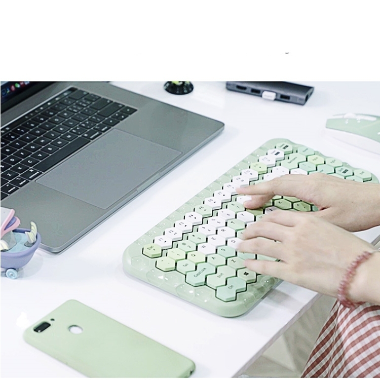 Kawaii Morandi Color Honeycomb Design Wireless Bluetooth Keyboard