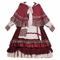 Costume de robe Lolita du Petit Chaperon Rouge de style pastoral automne kawaii