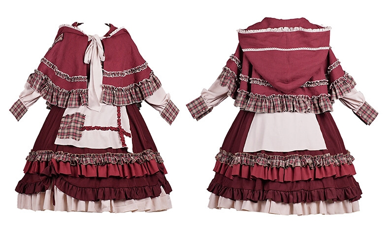 Traje de vestir de Lolita de Caperucita Roja estilo pastoral
