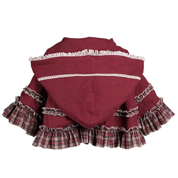 بدلة لوليتا ذات الرداء الأحمر ذات الطراز الرعوي الخريف كاواي
