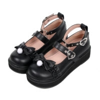 Süße Retro-Stil-Plateau-Lolita-Schuhe mit runder Spitze Kawaii-Lolita-Schuhe