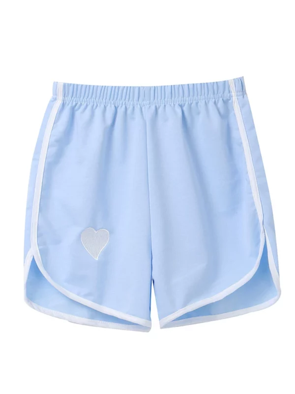 Sportstijl Liefdeshartborduurwerk Pure kleur shorts All-match kawaii