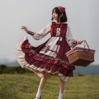 Rotkäppchen-Lolita-Anzug im pastoralen Stil Herbst kawaii