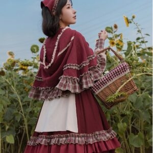 Traje de vestir de Lolita de Caperucita Roja estilo pastoral otoño kawaii