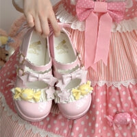 Kawaii Japanese Sweet Style Candy Bow Lolita-skor med tjock botten godisbåge kawaii