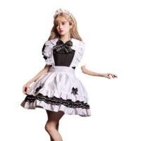 Terno japonês preto e branco clássico Lolita Maid Cosplay kawaii